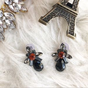 Black and gray rhinestone statement earrings